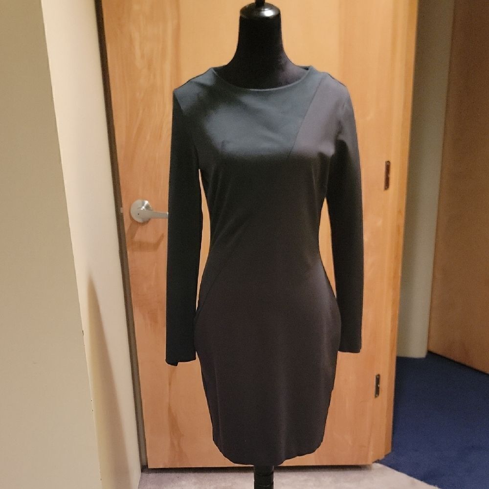 Forest Lily green asymmetrical faux suede sheath dress sz 10